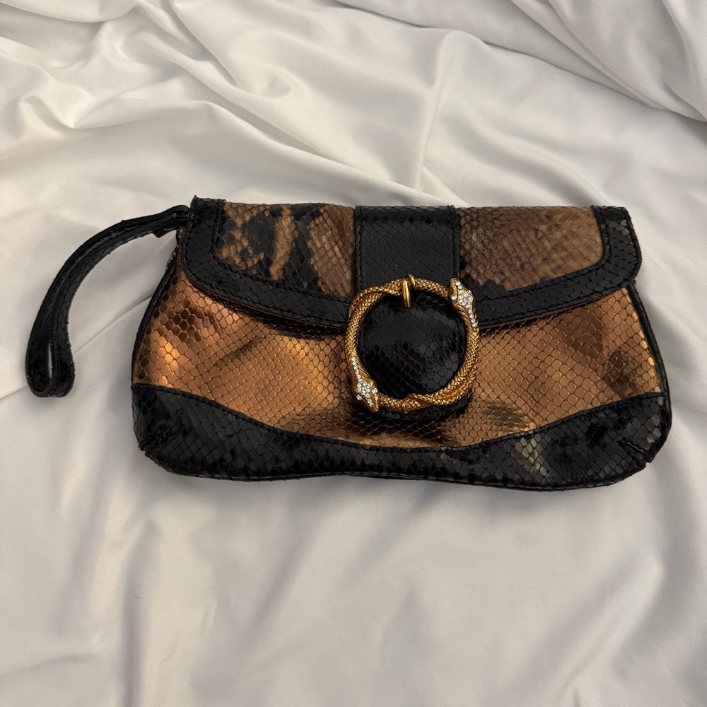 Like New Vintage Doncaster Metallic Snake Clutch